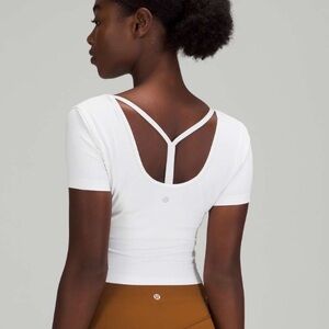 Lululemon Align T-Shirt Yoga Dance Training Tight Fit Cropped Top White Sz S